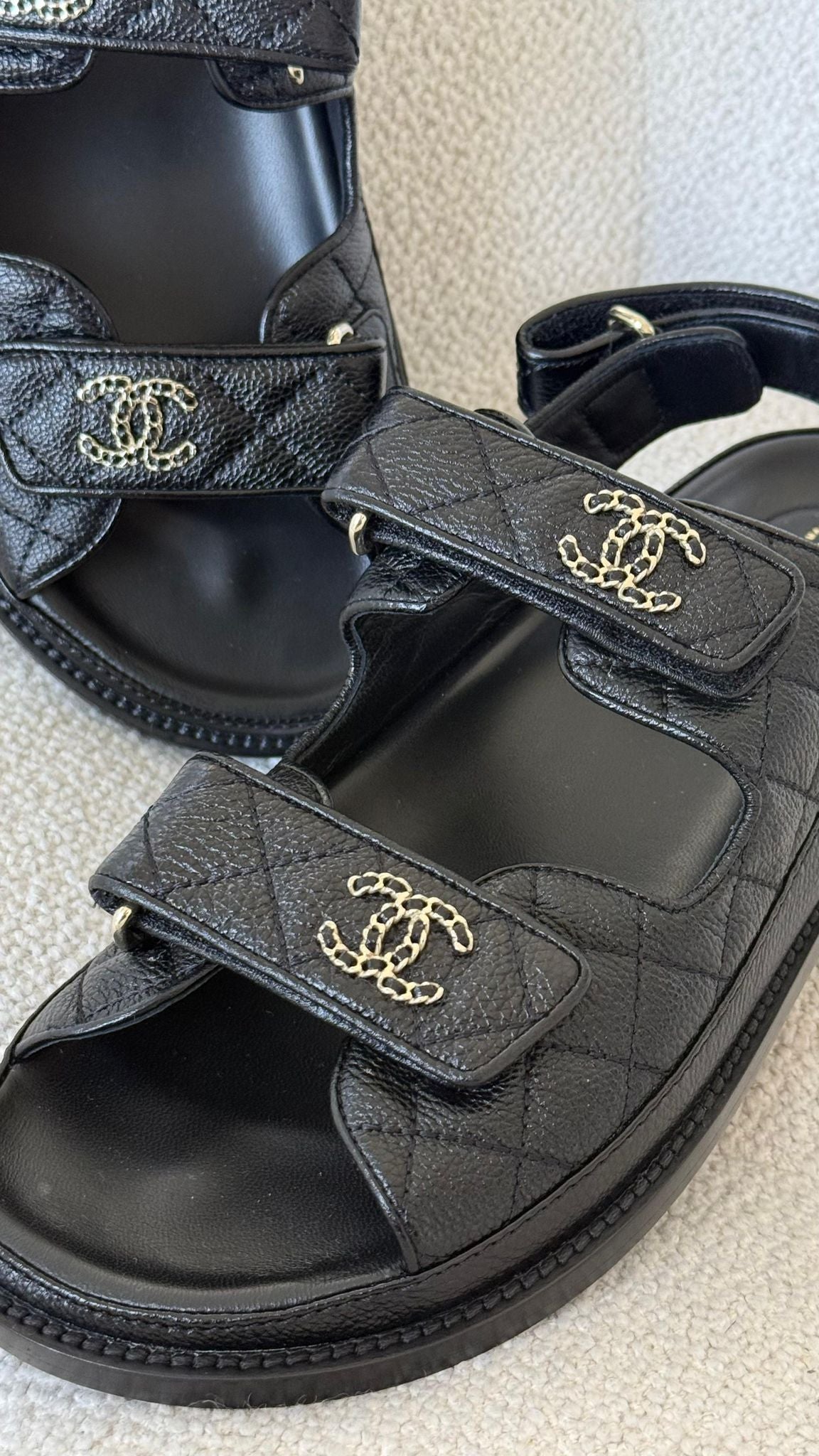 Chanel Quilted Caviar Dad Sandals