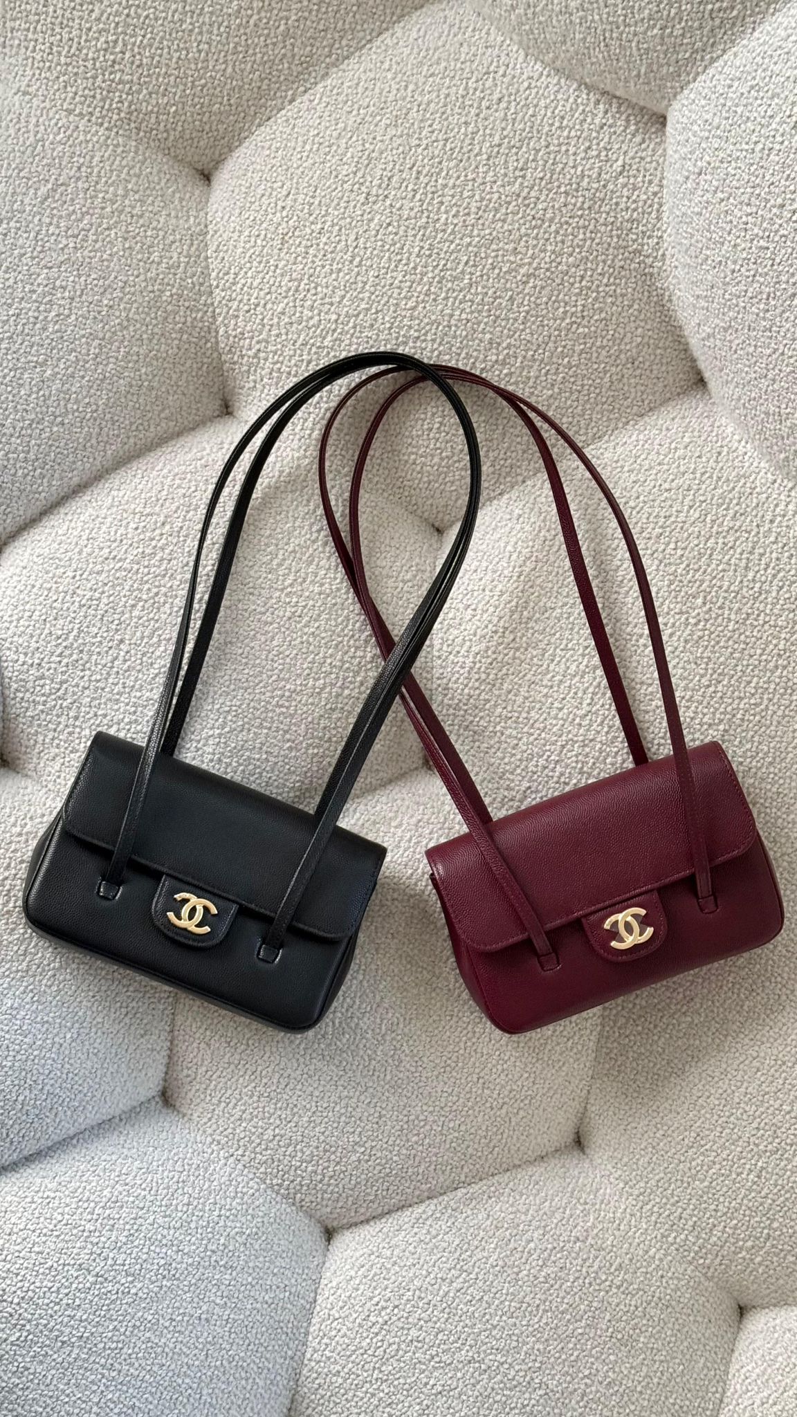 Chanel 26 Preppy Coco Clutch with Leather Strap Grained Shiny Calfskin & Gold-Tone Metal Burgundy
