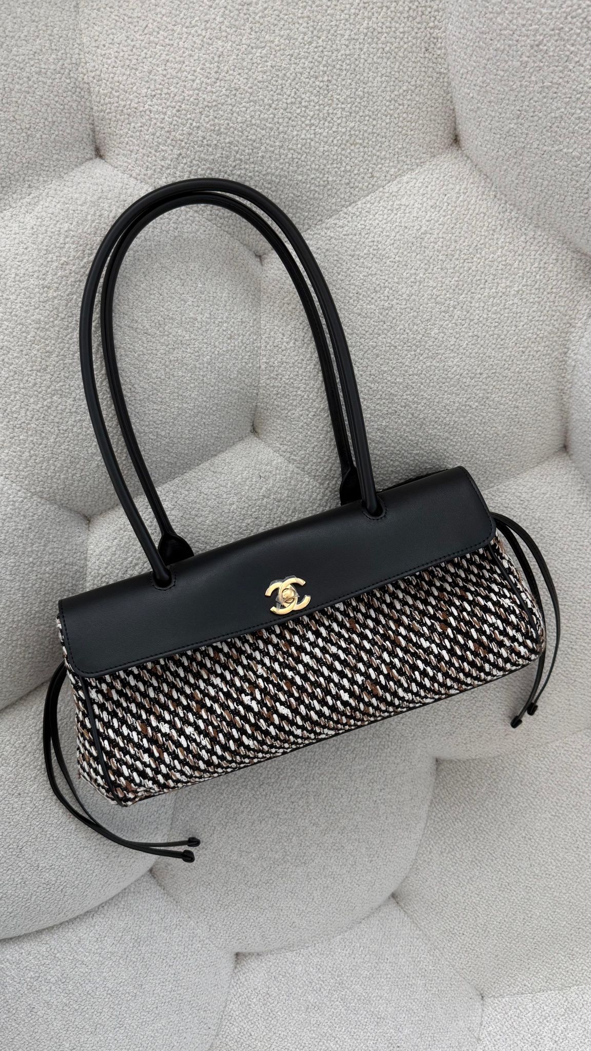 Chanel Spring Summer 2026 Small Tote Calfskin & Tweed Gold-Tone Metal Black & Brown