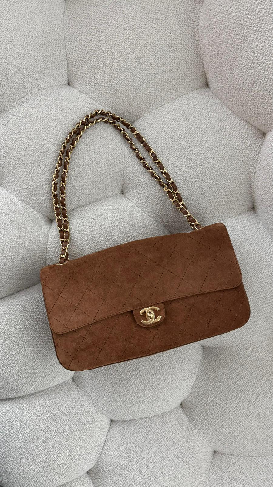 Chanel Metiers d'Art 2026 Maxi Flapbag Suede Calfskin & Gold Metal Camel