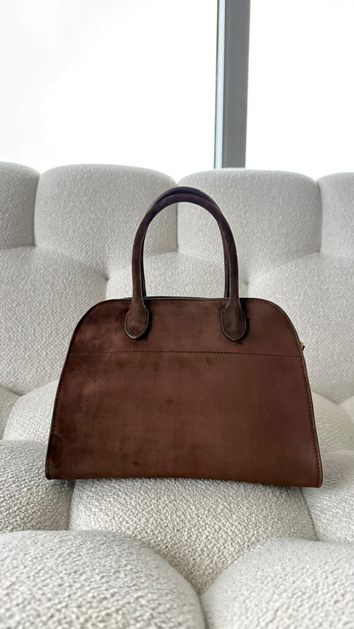 The Row Margaux 10 Suede Mocha GHW