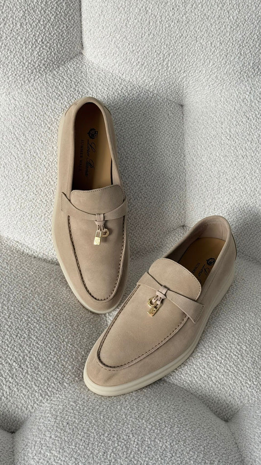 Loro Piana Summer Charms Walk Loafer Suede Sandstone