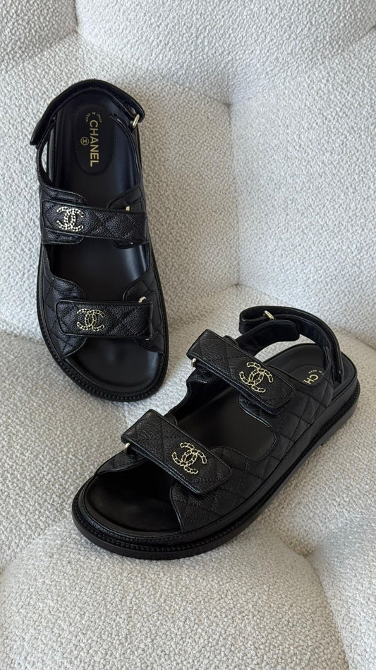 Chanel Quilted Caviar Dad Sandals