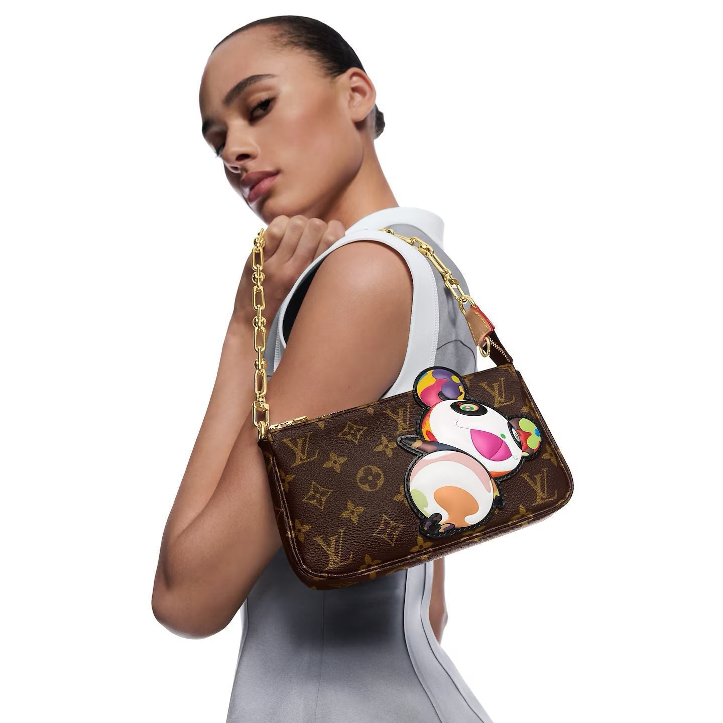 Louis Vuitton x Takashi Murakami Pochette Accesssoires Pouch “Panda” Monogram Coated Canvas GHW