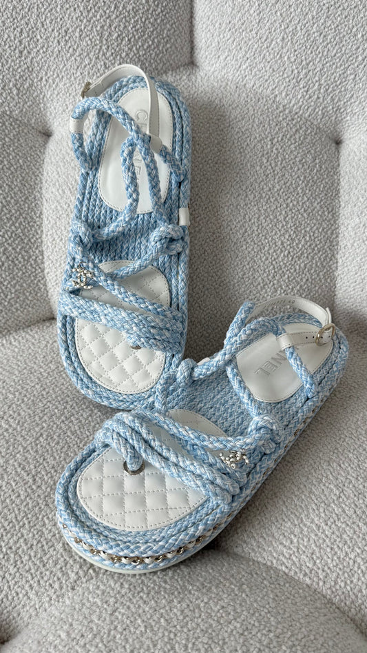 Chanel Lambskin Cord Chain Sandals