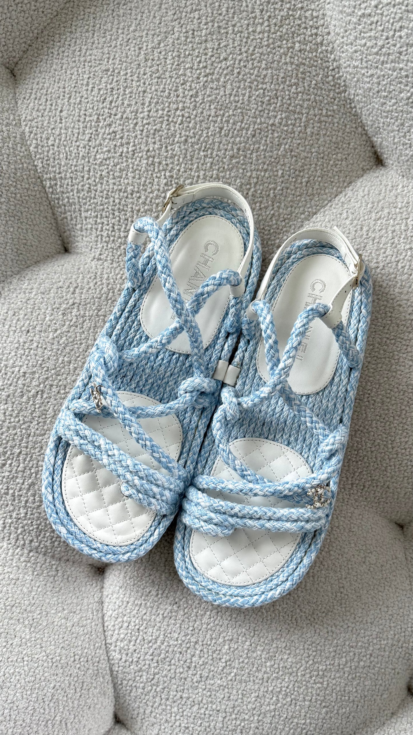 Chanel Lambskin Cord Chain Sandals