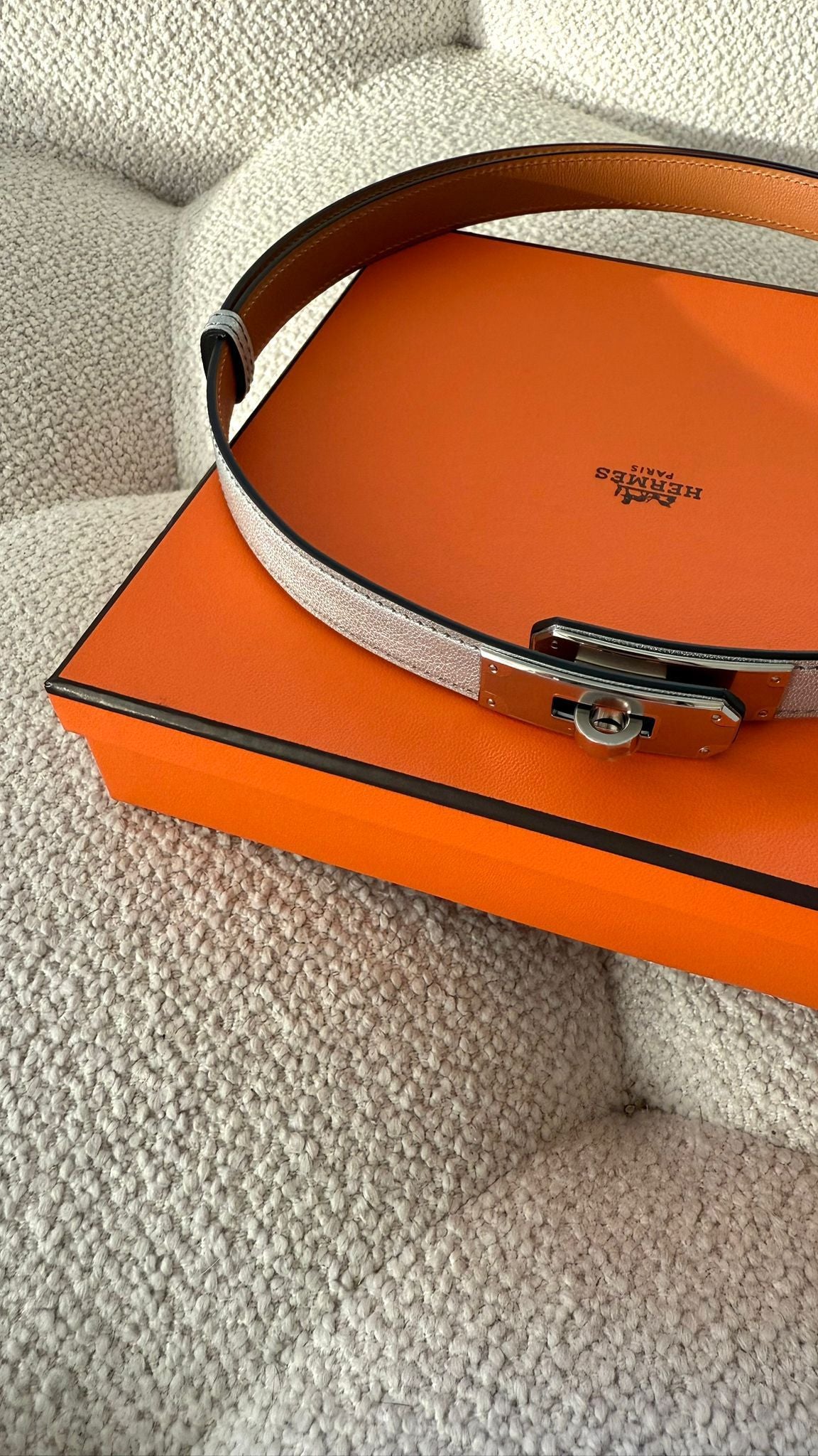 Hermès Kelly Belt Chèvre Chamkilight PHW