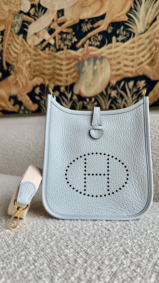 Hermès Mini Evelyne 16 Amazone Bleu Pale & Nata