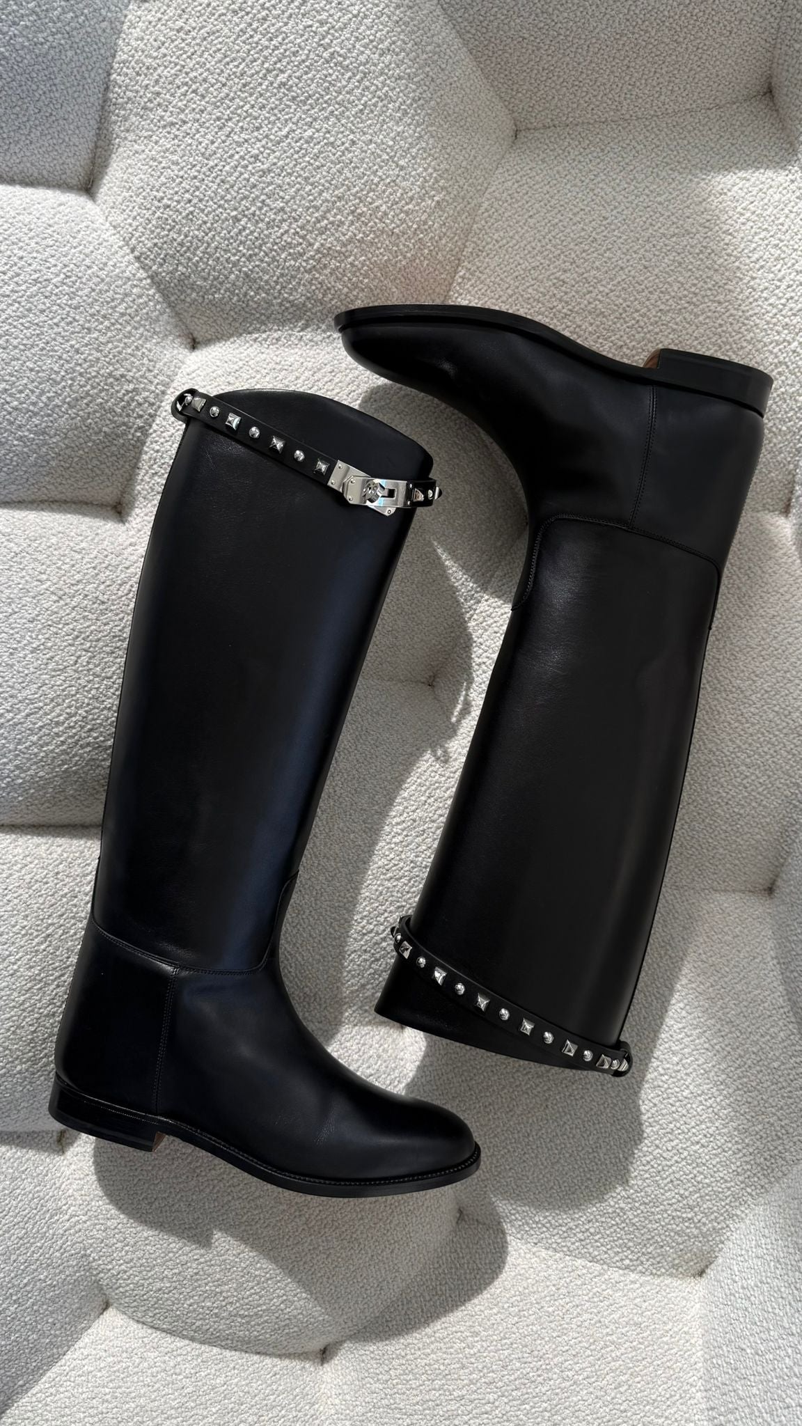 Hermès Jumping Boots with Studs Box Black PHW 39