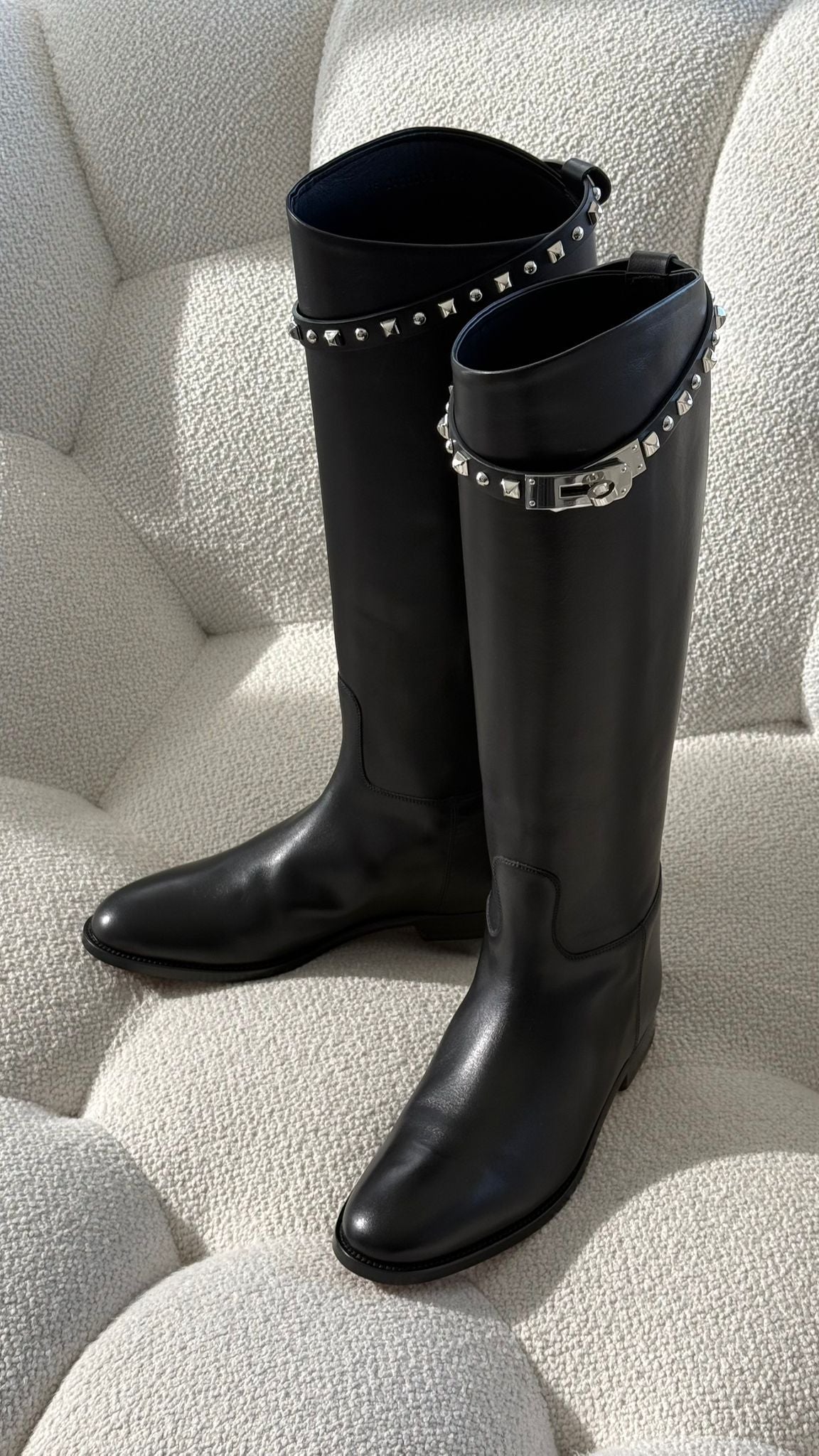 Hermès Jumping Boots with Studs Box Black PHW 39