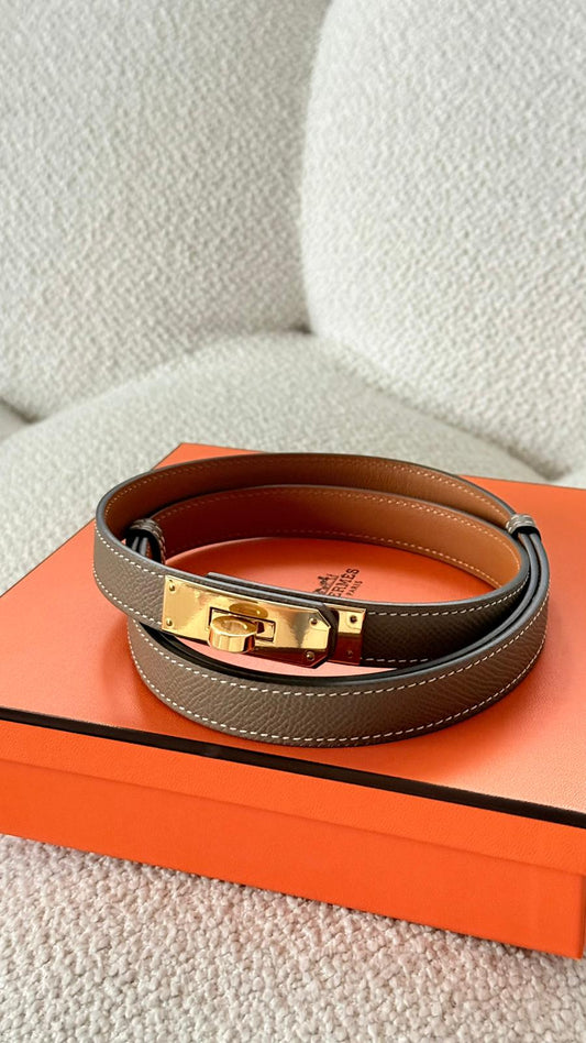 Hermès Kelly Belt Epsom Etoupe GHW