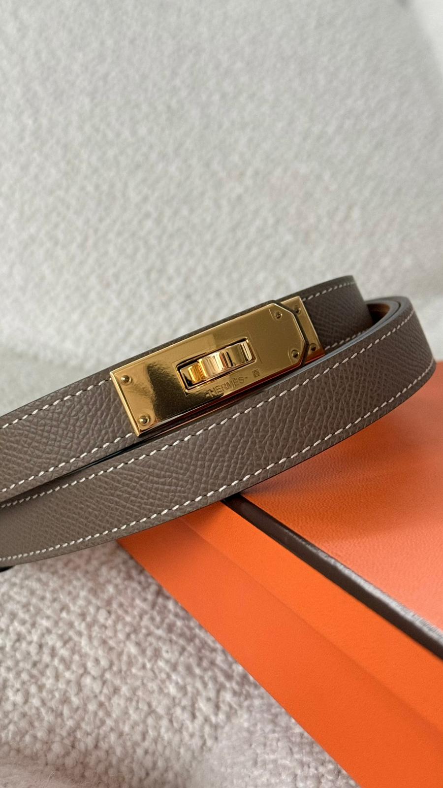 Hermès Kelly Belt Epsom Etoupe GHW
