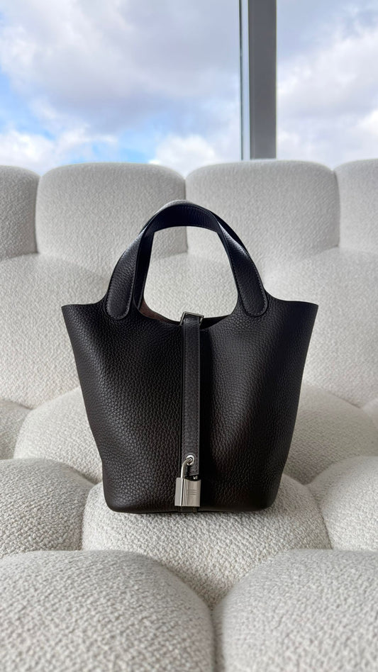 Hermès Picotin 18 Clemence Ebene Palladium Hardware