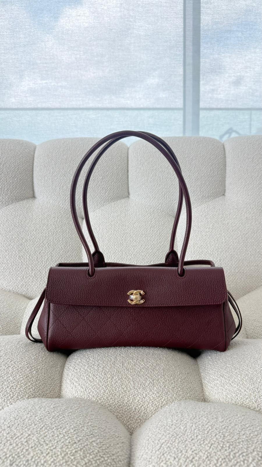 Chanel Spring Summer 2026 Small Tote Grained Calfskin & Gold-Tone Metal Burgundy